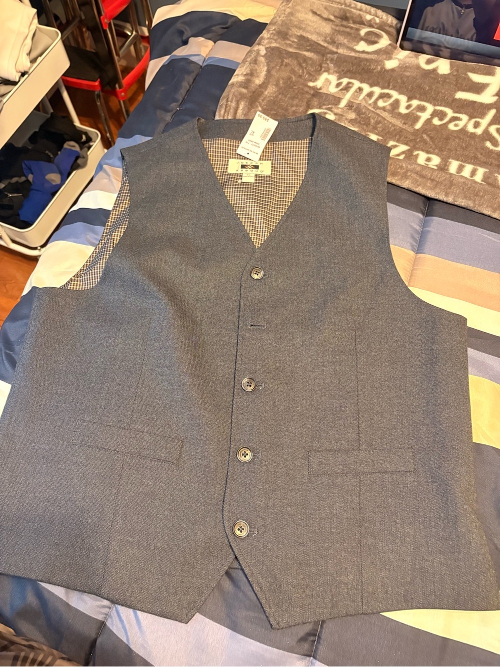 Joseph Abboud Men's Gray Button-Front Dress Vest